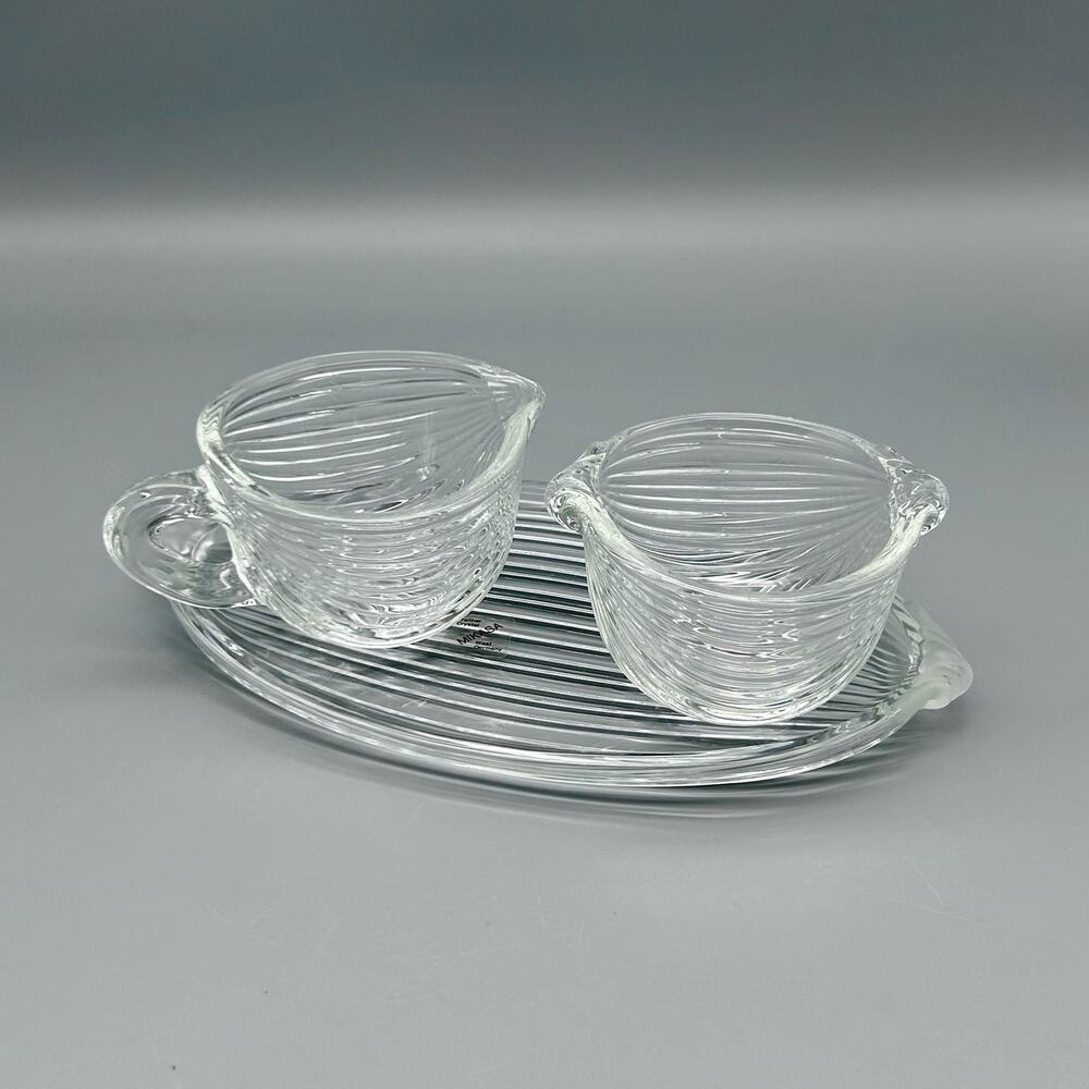1980s Mikasa Neo Classic Creamer Sugar Bowl and Tray Set